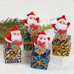 Retro Santa On Gift Box Ornament - True Vintage