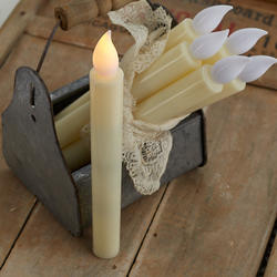 Battery Operated LED Flickering Ivory Taper Candles