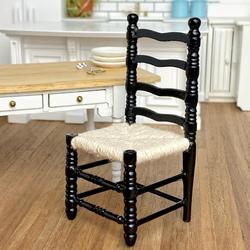 Dollhouse Miniature Black Ladderback Shaker Chair