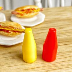Dollhouse Miniature Ketchup & Mustard Condiment Set