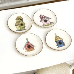 Miniature Dollhouse Birdhouse Plates Set