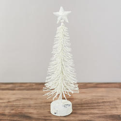 White Glittered Needle Pine Bottle Brush Tree