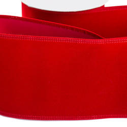 Rich Red Velveteen Wired-Edge Ribbon