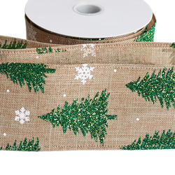 Glittered Christmas Tree Wired Ribbon