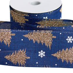Glittered Christmas Tree Wired Ribbon