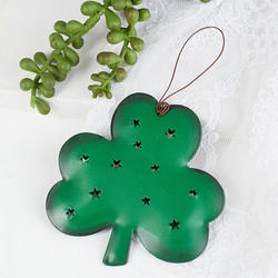 Rustic Tin Punched Shamrock Ornament