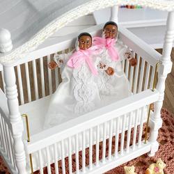 Miniature Dollhouse African American Twin Baby Dolls