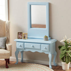 Dollhouse Miniature Blue Vanity with Mirror