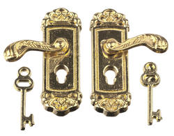 Dollhouse Miniature Brass Door Handles and Keys