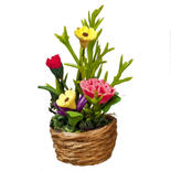 Dollhouse Miniature Daisy and Carnations Basket