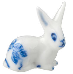 Dollhouse Miniature Blue and White Porcelain Bunny