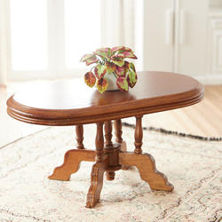 Dollhouse Miniature Walnut Oval Dining Room Table