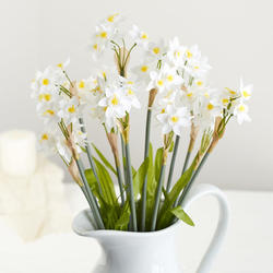 Artificial White Narcissus Silk Flower Bush
