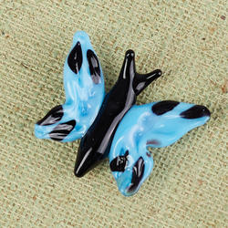 Miniature Glass Blue and Black Butterfly
