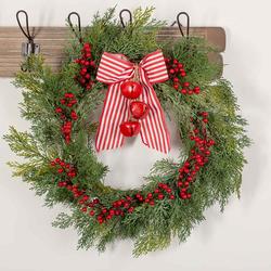 Artificial Cedar Berries Bells Christmas Wreath