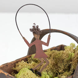 Dollhouse Miniature Girl Jumping Rope Metal Garden Pick