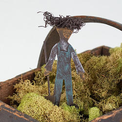 Dollhouse Miniature Farmer Boy Metal Garden Pick