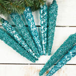 Teal Sparkle Icicle Ornaments