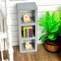 Dollhouse Miniature Gray Stain 3 Cube Organizer Shelf