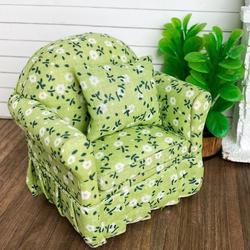 Dollhouse Miniature Floral Chair with Pillow