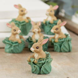 Miniature Bunny in Cabbage Figurines