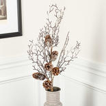 Glittered Artificial Twig and Cones Spray