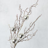 Artificial Iced Twig and Silver Ornaments Spray