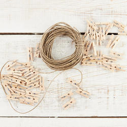 Natural Jute Twine and Clothespins Set