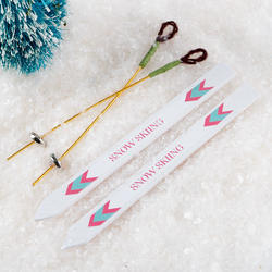 Décoration miniature - Skis et bâtons - 11 x 4 cm - 9 pcs - Miniature  décorative - Creavea