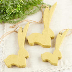 Rustic Chunky Wood Easter Bunny Ornament Set