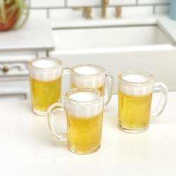 Dollhouse Miniature Filled Beer Glasses