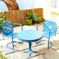 Miniature Metal Retro Table and Chair Set