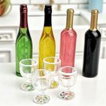 Dollhouse Miniature Wine Bottles with Glasses
