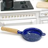 Dollhouse Miniature Blue Splatterware Frying Pan