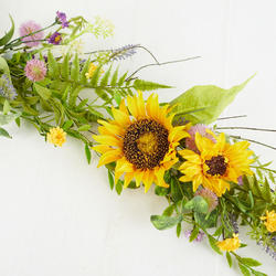 Artificial Sunflower Fern and Thistle Garland