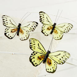Yellow Feathered Artificial Butterflies