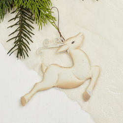 White Reindeer Metal Ornament