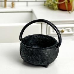 Dollhouse Miniature Hanging Metal Cauldron Pot