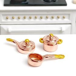 Dollhouse Miniature Copper Cookware Set