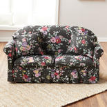 Dollhouse Miniature Black Floral Sofa with Pillows