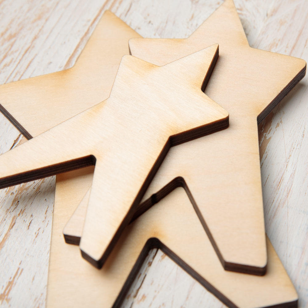 Unfinished Wooden Americana Star Set All Wood Cutouts Wood Crafts