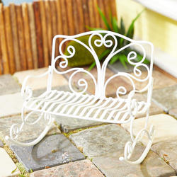 Miniature Dollhouse Fairy Garden Furniture ~ White Wire Table & Chairs ~ New