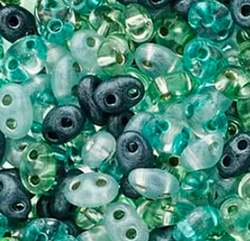 Iris Landscape Twin Czech 2-Hole Glass Beads