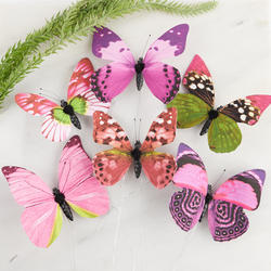 Pink and Purple Assorted Print Artificial Butterflies