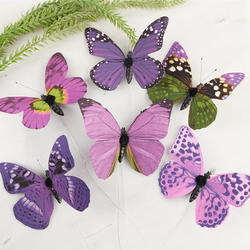 Purple Assorted Print Artificial Butterflies