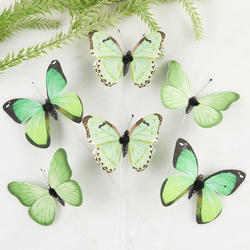 Green Assorted Print Artificial Butterflies