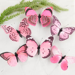 Pink Assorted Print Artificial Butterflies
