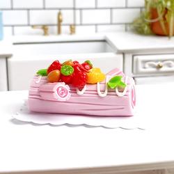 Dollhouse Miniature Strawberry Shortcake Cake Roll