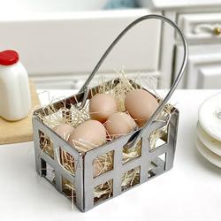 Dollhouse Miniature Basket of Brown Eggs