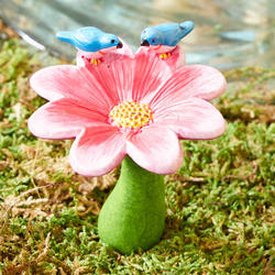 Mini Pink Flower Birdbath